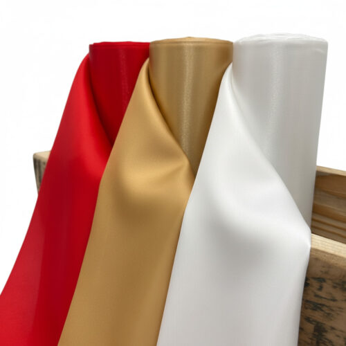 Panglică din satin Rola 10cm x 25m Alb, Rosu, Auriu