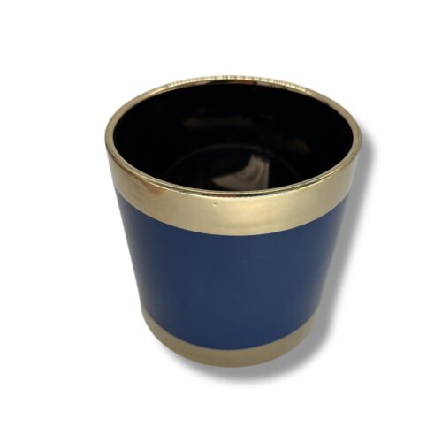 Vas Ceramic Albastru cu Elemente Aurii (13x13 cm)