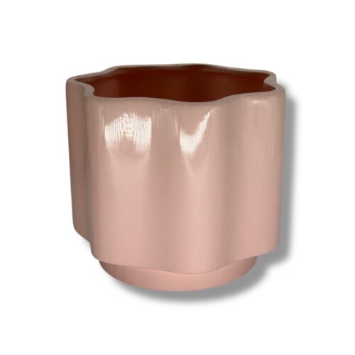 Vas Ceramic Modern Ondulat (18 cm, Roz)