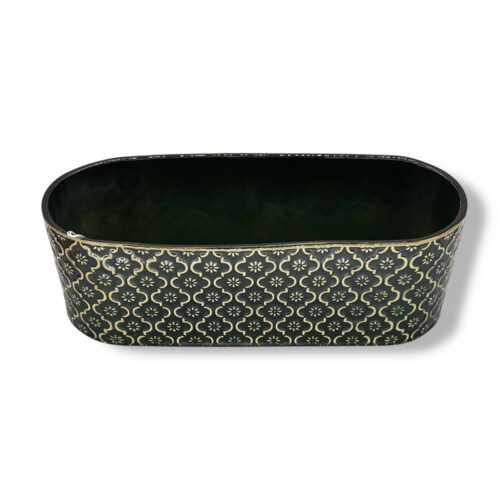 Vas Oval Vintage Ceramică Verde Închis