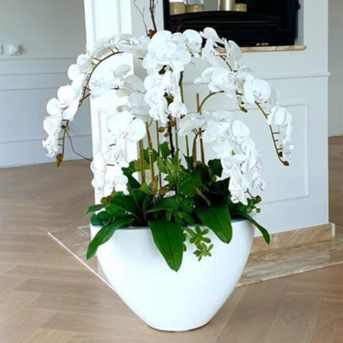 Vas alb pentru flori exterior terasa rezistent la inghet