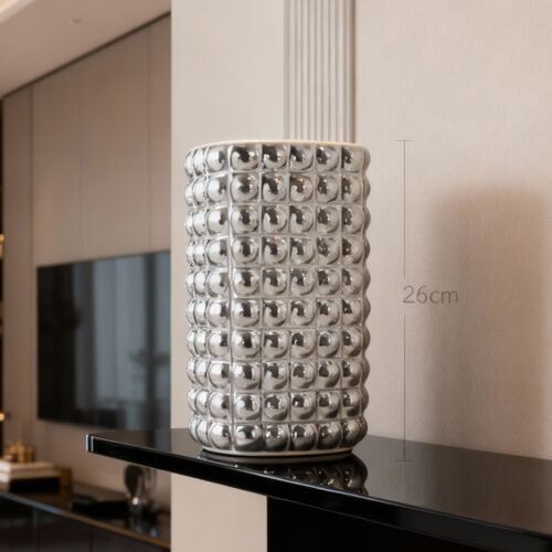 Vas ceramic argintiu tip oglindă