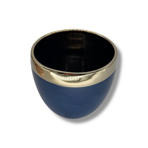 Vas ceramic modern (Albastru cu auriu 14×13 cm)