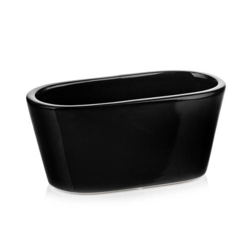 Vas ceramic negru - Ghiveci decorativ oval