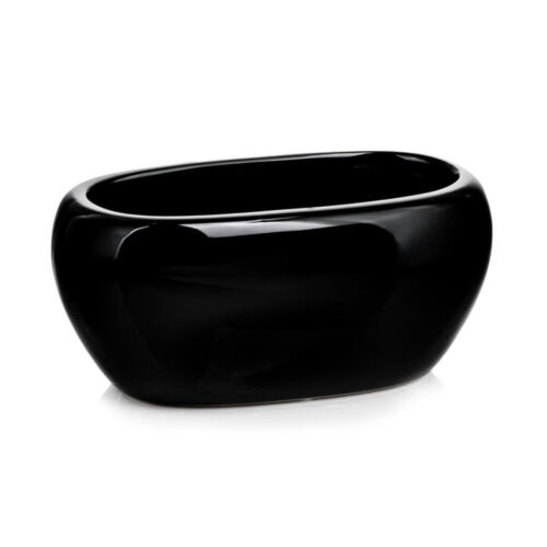 Vas ceramic oval negru lucios modern