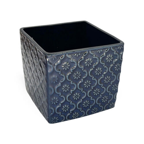 Vas ceramic vintage model reliefat Albastru