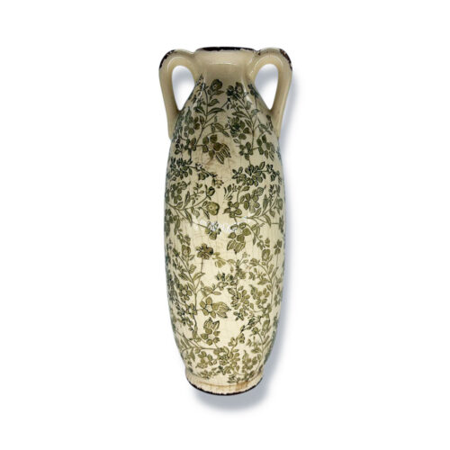 Vază ceramică cu decor de frunze verzi