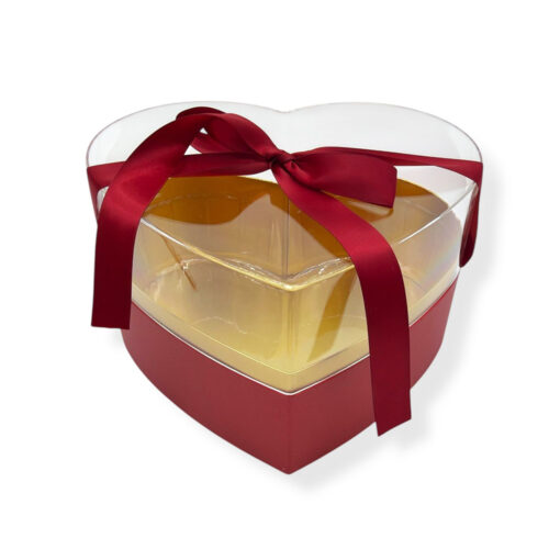 Cutie Cadou Inima cu Capac Transparent (26 x 24 x 13 cm) Rosu