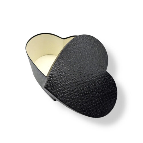 Cutie Inima Flori Carton Lucios Negru