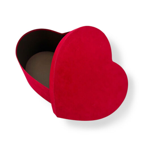 Alternative view of Set 3 Cutii Inima Pentru Flori Rosu Burgundy Catifelat (26 x 26 x 14 cm)