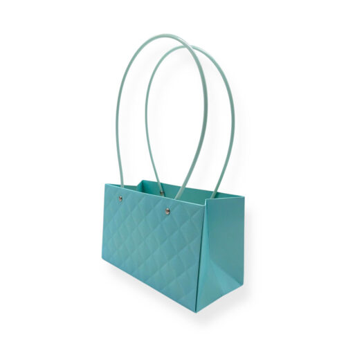 Punga cadou eleganta albastra, cu manere, 13 x 22 x 10 cm