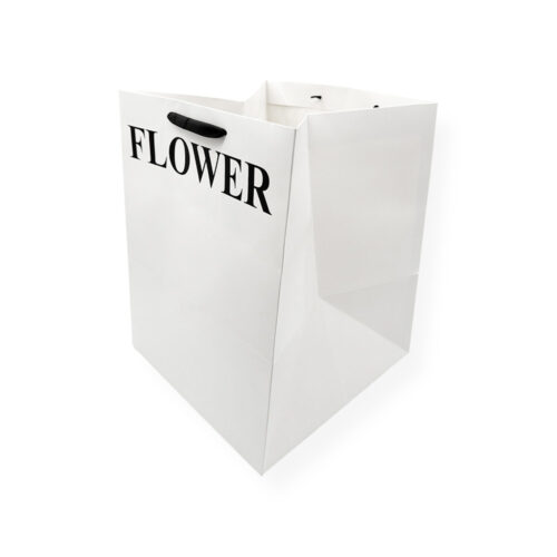 Punga din hartie alba mare Flower 40 cm x 30 cm