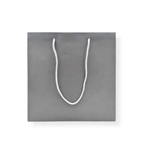 Punga hartie pentru cadou gri cu snur alb