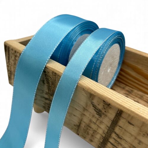 Alternative view of Set 5 Role Panglica Satin Silver Edge Albastru A187