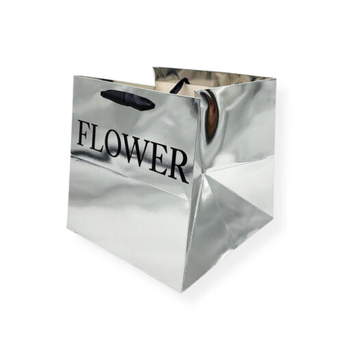 Sacosa punga cadou argintiu metalizat 28 cm