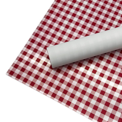 Set 20 Coli Ambalaj Celofan Colorful Plaid Paper 58 x 58 cm Red