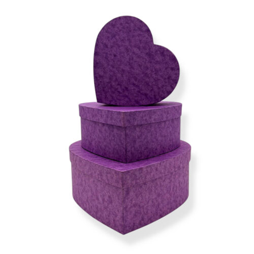 Set 3 Cutii Cadou In Forma De Inima (Mov)