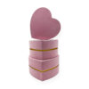 Set 3 Cutii Flori in Forma de Inima Roz Catifea 26 x 26 x 14 cm