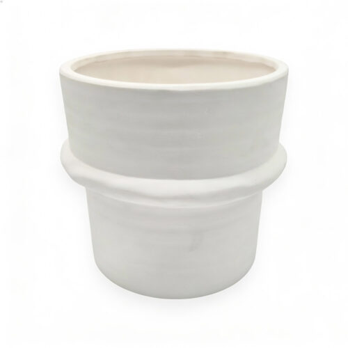 Vas Ceramic Decorativ Alb Mat Ghiveci Pentru Flori Si Plante