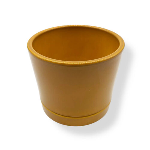 Vas Ceramic Decorativ Rotund Galben Cu Farfurioara