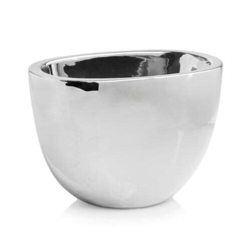 Vas Ceramic Oval Argintiu Oglinda Moon 23cm x 13cm x 16cm