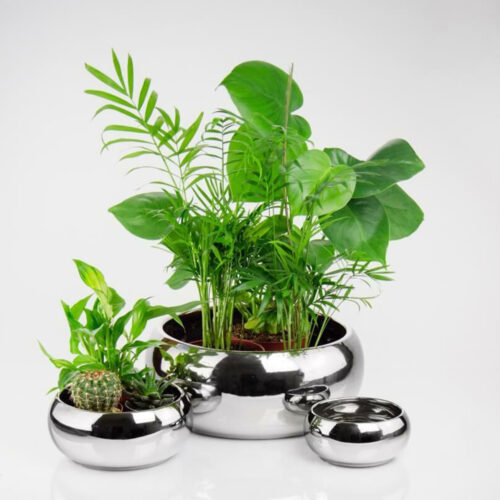 Alternative view of Vas Ceramic Rotund Argintiu Olginda Moon (Ø 14 cm / H 6 cm)