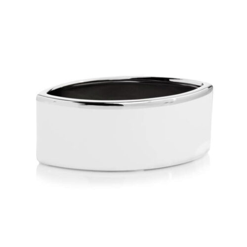 Vas Ceramica Oval Moon Alb Argintiu Stil Modern Glamour