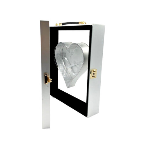 Cutie cadou cu inima QUE188 35x40cm gri silver