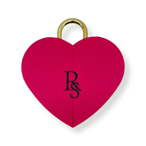 Cutie cadou inima flori cu deschidere 30 cm fuxia inchisa