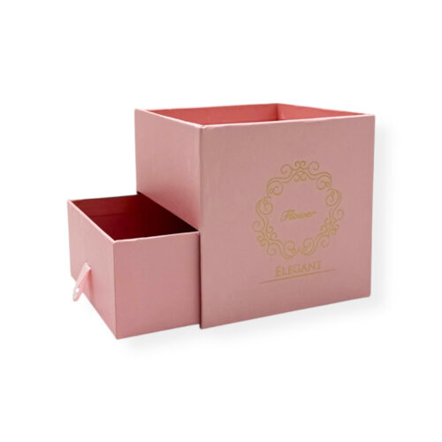 Cutie flori carton 10x10x10cm roz