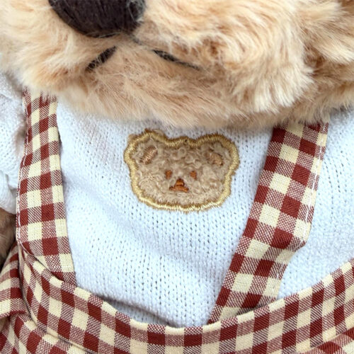 Jucarie plus urs fetita cu rochita roz mare detaliu