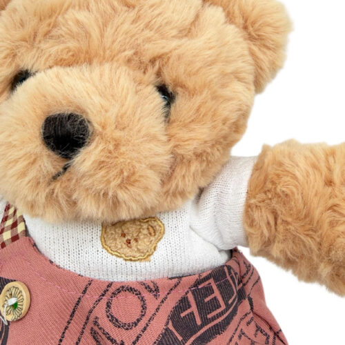 Alternative view of Jucarie ursulet de plus cu salopeta roz - H 35 cm / H 70 cm