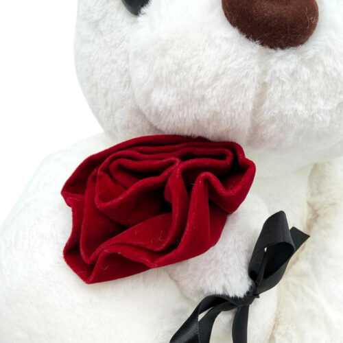 Jucarie ursulet de plus alb cu trandafir Cadou Valentine's Day