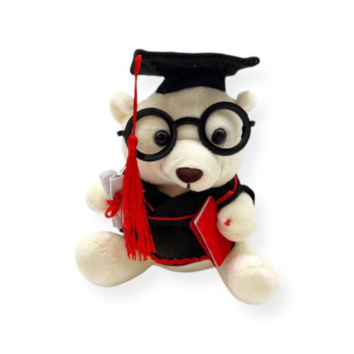 Jucarie ursulet plus Dr Bear Absolvent, 17 cm alb