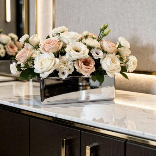 Vas ceramic argintiu oglinda decor modern