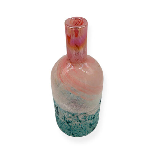 Alternative view of Vaza decorativa din sticla inalita, roz-albastru, pentru flori si decor