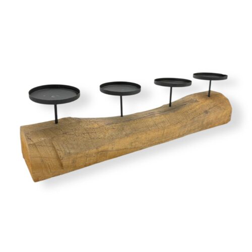 Suport lemn pentru lumanari rectangular, 55 x 12 x 14 cm