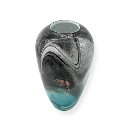 Vaza Sticla Moderna Ovala Rotunda Turcoaz Negru