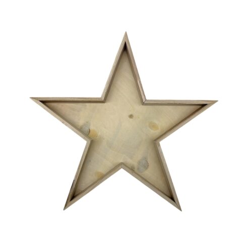 Bol decorativ forma stea din lemn natural, 30 / 40 cm