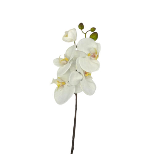 Orhidee artificiala 80 cm Tija cu 5 flori alb galben
